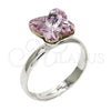 Rhodium Gold Filled Multi Stone Ring, Butterfly Design, with Rosaline Swarovski Crystals, Polished, Rhodium Finish, 01.239.0007.5 (One size fits all)