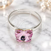 White Gold Filled Multi Stone Ring, Butterfly Design, with Rosaline Swarovski Crystals, Polished, Rhodium Finish, 01.239.0007.5 (One size fits all)