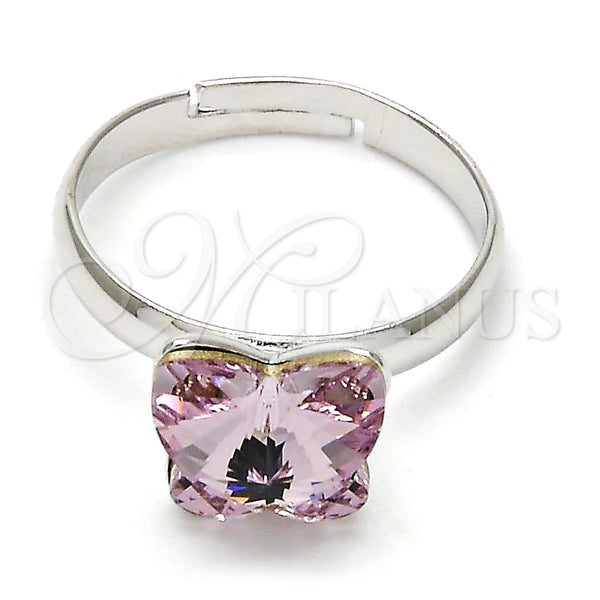 White Gold Filled Ring — Multi Stone Ring Butterfly Design with Rosaline Swarovski — main product view — SKU 112584 | Oro Laminado Blanco anillo — Multi Stone Ring Butterfly diseño with Rosaline Swarovski — SKU 112584