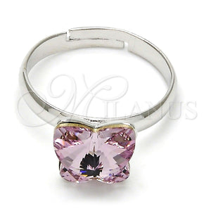 White Gold Filled Ring — Multi Stone Ring Butterfly Design with Rosaline Swarovski — main product view — SKU 112584 | Oro Laminado Blanco anillo — Multi Stone Ring Butterfly diseño with Rosaline Swarovski — SKU 112584