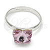Rhodium Gold Filled Multi Stone Ring, Butterfly Design, with Rosaline Swarovski Crystals, Polished, Rhodium Finish, 01.239.0007.5 (One size fits all)
