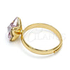 Oro Laminado Multi Stone Ring, Gold Filled Style Butterfly Design, with Rosaline Swarovski Crystals, Polished, Golden Finish, 01.239.0007.8 (One size fits all)