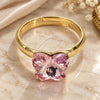 Oro Laminado Multi Stone Ring, Gold Filled Style Butterfly Design, with Rosaline Swarovski Crystals, Polished, Golden Finish, 01.239.0007.8 (One size fits all)