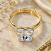 Oro Laminado Multi Stone Ring, Gold Filled Style Butterfly Design, with Crystal Swarovski Crystals, Polished, Golden Finish, 01.239.0007.10 (One size fits all)