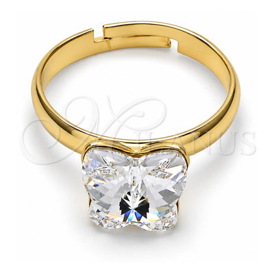 Oro Laminado Multi Stone Ring, Gold Filled Style Butterfly Design, with Crystal Swarovski Crystals, Polished, Golden Finish, 01.239.0007.10 (One size fits all)