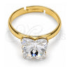 Oro Laminado Multi Stone Ring, Gold Filled Style Butterfly Design, with Crystal Swarovski Crystals, Polished, Golden Finish, 01.239.0007.10 (One size fits all)