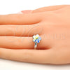 Rhodium Gold Filled Multi Stone Ring, Flower Design, with Aurore Boreale Swarovski Crystals, Polished, Rhodium Finish, 01.239.0010.5 (One size fits all)