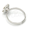 Rhodium Gold Filled Multi Stone Ring, Flower Design, with Aurore Boreale Swarovski Crystals, Polished, Rhodium Finish, 01.239.0010.5 (One size fits all)