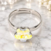 White Gold Filled Multi Stone Ring, Flower Design, with Aurore Boreale Swarovski Crystals, Polished, Rhodium Finish, 01.239.0010.5 (One size fits all)