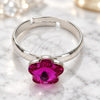 White Gold Filled Multi Stone Ring, Flower Design, with Fuchsia Swarovski Crystals, Polished, Rhodium Finish, 01.239.0010.6 (One size fits all)