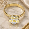 Oro Laminado Multi Stone Ring, Gold Filled Style Flower Design, with Aurore Boreale Swarovski Crystals, Polished, Golden Finish, 01.239.0010.7 (One size fits all)