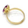 Oro Laminado Multi Stone Ring, Gold Filled Style Flower Design, with Fuchsia Swarovski Crystals, Polished, Golden Finish, 01.239.0010.9 (One size fits all)