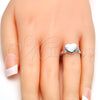Rhodium Gold Filled Multi Stone Ring, Heart Design, with Aurore Boreale Swarovski Crystals, Polished, Rhodium Finish, 01.239.0002.4 (One size fits all)