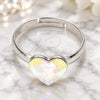White Gold Filled Multi Stone Ring, Heart Design, with Aurore Boreale Swarovski Crystals, Polished, Rhodium Finish, 01.239.0002.4 (One size fits all)