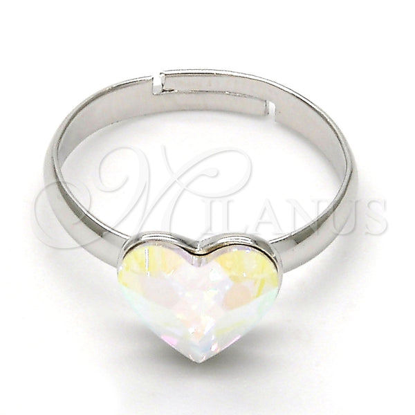 White Gold Filled Ring — Multi Stone Ring Heart Design with Aurore Boreale — main product view — SKU 112597 | Oro Laminado Blanco anillo — Multi Stone Ring corazón diseño with Aurore Boreale — SKU 112597