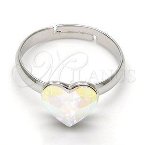 White Gold Filled Ring — Multi Stone Ring Heart Design with Aurore Boreale — main product view — SKU 112597 | Oro Laminado Blanco anillo — Multi Stone Ring corazón diseño with Aurore Boreale — SKU 112597
