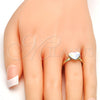 Oro Laminado Multi Stone Ring, Gold Filled Style Heart Design, with Aurore Boreale Swarovski Crystals, Polished, Golden Finish, 01.239.0002.6 (One size fits all)