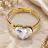 Oro Laminado Multi Stone Ring, Gold Filled Style Heart Design, with Aurore Boreale Swarovski Crystals, Polished, Golden Finish, 01.239.0002.6 (One size fits all)