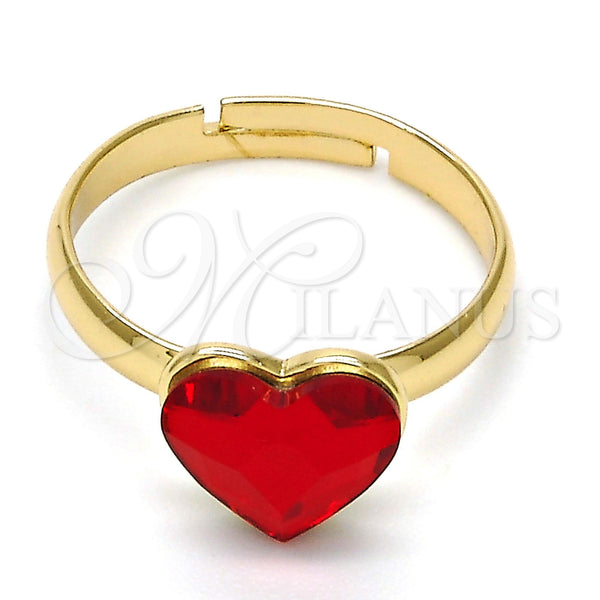 Gold Filled Ring — Multi Stone Ring Heart Design with Light Siam — main product view — SKU 112600 | Oro Laminado anillo — Multi Stone Ring corazón diseño with Light Siam — SKU 112600