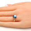 Oro Laminado Multi Stone Ring, Gold Filled Style Heart Design, with Denin Blue Swarovski Crystals, Polished, Golden Finish, 01.239.0002.8 (One size fits all)