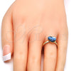 Oro Laminado Multi Stone Ring, Gold Filled Style Heart Design, with Denin Blue Swarovski Crystals, Polished, Golden Finish, 01.239.0002.8 (One size fits all)