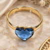 Oro Laminado Multi Stone Ring, Gold Filled Style Heart Design, with Denin Blue Swarovski Crystals, Polished, Golden Finish, 01.239.0002.8 (One size fits all)