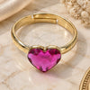 Oro Laminado Multi Stone Ring, Gold Filled Style Heart Design, with Fuchsia Swarovski Crystals, Polished, Golden Finish, 01.239.0002.9 (One size fits all)