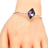 Rhodium Gold Filled Individual Bangle, with Cyclamen Opal Swarovski Crystals, Polished, Rhodium Finish, 07.239.0006.2 (02 MM Thickness, One size fits all)