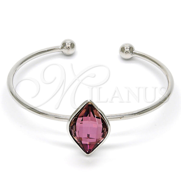White Gold Filled Jewelry — Individual Bangle with Cyclamen Opal Swarovski Crystals Polished — main product view — SKU 112603 | Oro Laminado Blanco joyería — Individual Bangle with Cyclamen Opal Swarovski Crystals pulido — SKU 112603