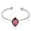 Rhodium Gold Filled Individual Bangle, with Cyclamen Opal Swarovski Crystals, Polished, Rhodium Finish, 07.239.0006.2 (02 MM Thickness, One size fits all)