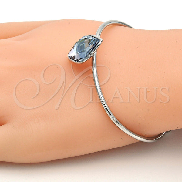 White Gold Filled Jewelry — Individual Bangle with Crystal Blue Shade Swarovski Crystals — alternate product view — SKU 112604 | Oro Laminado Blanco joyería — Individual Bangle with cristal Blue Shade Swarovski Crystals — SKU 112604