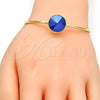 Oro Laminado Individual Bangle, Gold Filled Style with Blue Shade Swarovski Crystals, Polished, Golden Finish, 07.239.0012.2 (02 MM Thickness, One size fits all)