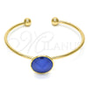 Oro Laminado Individual Bangle, Gold Filled Style with Blue Shade Swarovski Crystals, Polished, Golden Finish, 07.239.0012.2 (02 MM Thickness, One size fits all)