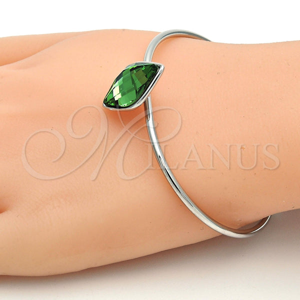 White Gold Filled Jewelry — Individual Bangle with Fern Green Swarovski Crystals Polished — alternate product view — SKU 112609 | Oro Laminado Blanco joyería — Individual Bangle with Fern Green Swarovski Crystals pulido — SKU 112609