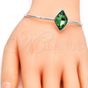 Rhodium Gold Filled Individual Bangle, with Fern Green Swarovski Crystals, Polished, Rhodium Finish, 07.239.0006.5 (04 MM Thickness, One size fits all)
