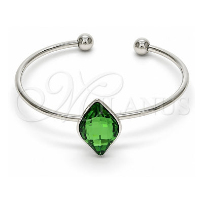 White Gold Filled Individual Bangle, with Fern Green Swarovski Crystals, Polished, Rhodium Finish, 07.239.0006.5 (04 MM Thickness, One size fits all)