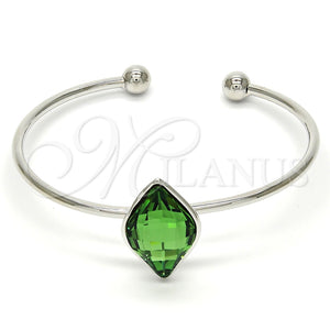 White Gold Filled Jewelry — Individual Bangle with Fern Green Swarovski Crystals Polished — main product view — SKU 112609 | Oro Laminado Blanco joyería — Individual Bangle with Fern Green Swarovski Crystals pulido — SKU 112609