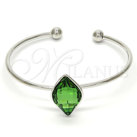 Rhodium Gold Filled Individual Bangle, with Fern Green Swarovski Crystals, Polished, Rhodium Finish, 07.239.0006.5 (04 MM Thickness, One size fits all)