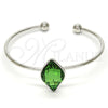 Rhodium Gold Filled Individual Bangle, with Fern Green Swarovski Crystals, Polished, Rhodium Finish, 07.239.0006.5 (04 MM Thickness, One size fits all)
