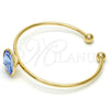 Oro Laminado Individual Bangle, Gold Filled Style with Bermuda Blue Swarovski Crystals, Polished, Golden Finish, 07.239.0012.3 (02 MM Thickness, One size fits all)
