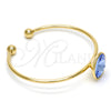 Oro Laminado Individual Bangle, Gold Filled Style with Bermuda Blue Swarovski Crystals, Polished, Golden Finish, 07.239.0012.3 (02 MM Thickness, One size fits all)