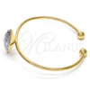 Oro Laminado Individual Bangle, Gold Filled Style with Crystal Blue Shade Swarovski Crystals, Polished, Golden Finish, 07.239.0006.6 (02 MM Thickness, One size fits all)
