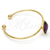 Oro Laminado Individual Bangle, Gold Filled Style with Amethyst Swarovski Crystals, Polished, Golden Finish, 07.239.0006.7 (02 MM Thickness, One size fits all)