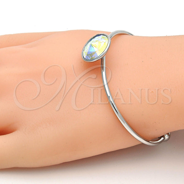 White Gold Filled Jewelry — Individual Bangle with Aurore Boreale Swarovski Crystals Polished — alternate product view — SKU 112615 | Oro Laminado Blanco joyería — Individual Bangle with Aurore Boreale Swarovski Crystals pulido — SKU 112615