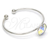 Rhodium Gold Filled Individual Bangle, with Aurore Boreale Swarovski Crystals, Polished, Rhodium Finish, 07.239.0012.5 (02 MM Thickness, One size fits all)