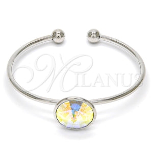 White Gold Filled Jewelry — Individual Bangle with Aurore Boreale Swarovski Crystals Polished — main product view — SKU 112615 | Oro Laminado Blanco joyería — Individual Bangle with Aurore Boreale Swarovski Crystals pulido — SKU 112615