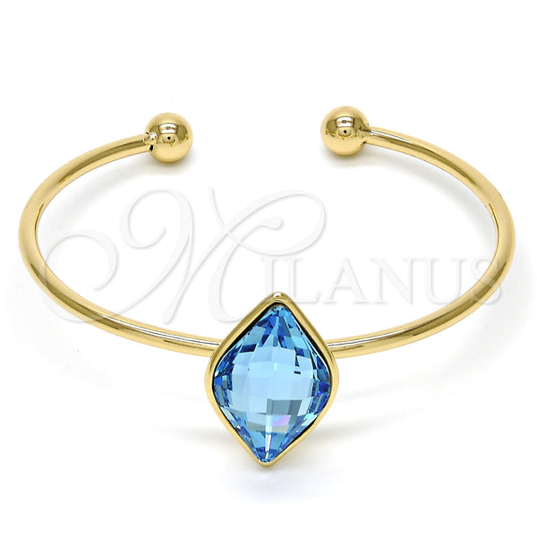Gold Filled Jewelry — Individual Bangle with Light Turquoise Swarovski Crystals Polished — main product view — SKU 112617 | Oro Laminado joyería — Individual Bangle with Light Turquoise Swarovski Crystals pulido — SKU 112617