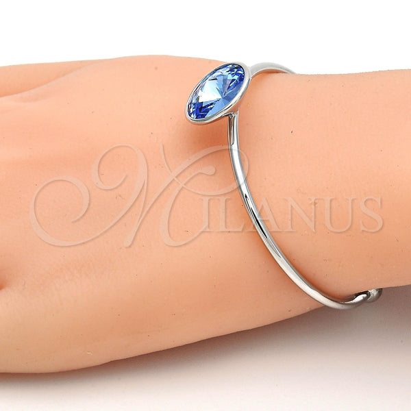 White Gold Filled Jewelry — Individual Bangle with Swarovski Crystals Polished 07. 02 — alternate product view — SKU 112618 | Oro Laminado Blanco joyería — Individual Bangle with Swarovski Crystals pulido 07. 02 — SKU 112618