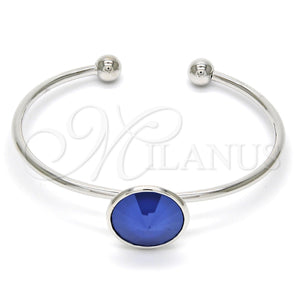White Gold Filled Jewelry — Individual Bangle with Bermuda Blue Swarovski Crystals Polished — main product view — SKU 112619 | Oro Laminado Blanco joyería — Individual Bangle with Bermuda Blue Swarovski Crystals pulido — SKU 112619