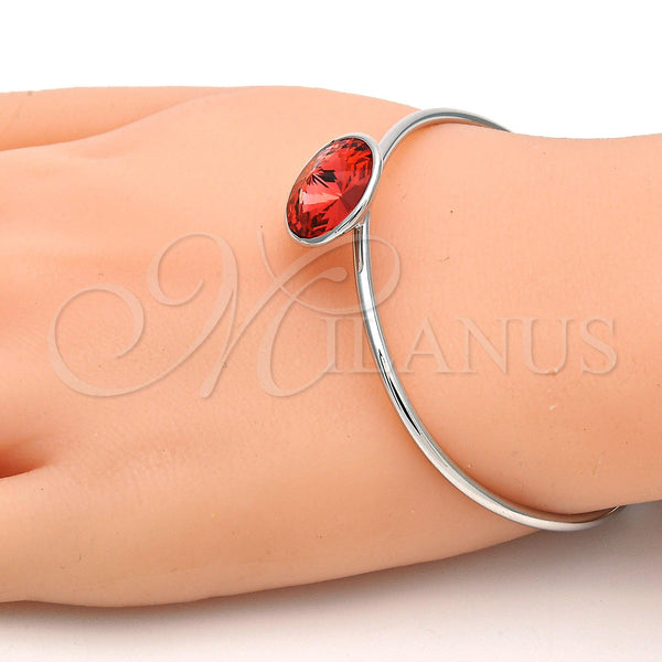 White Gold Filled Jewelry — Individual Bangle with Padparadscha Swarovski Crystals Polished 07. — alternate product view — SKU 112621 | Oro Laminado Blanco joyería — Individual Bangle with Padparadscha Swarovski Crystals pulido 07. — SKU 112621